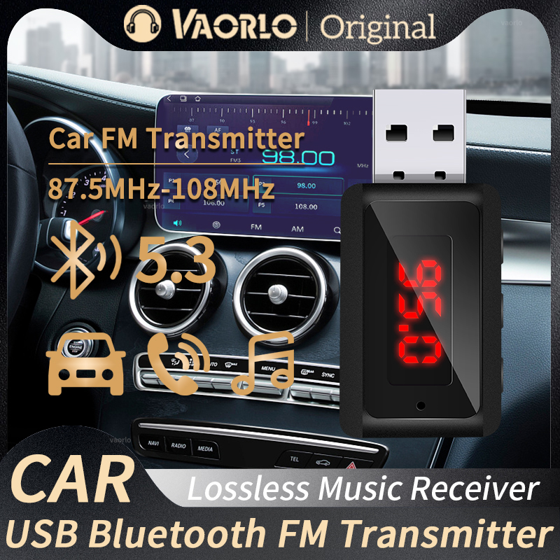 Transmisor FM Bluetooth 5,3 para coche, llamada con manos libres, Mini Kit de alimentación USB para coche, adaptador receptor de Audio inalámbrico estéreo para Radio FM para coche