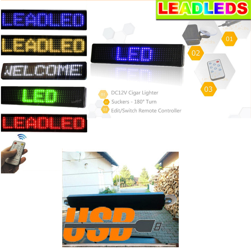 Led Auto scherm 7X41 pixels Diy kit 23 CM DC5V ~ DC12V Auto LED Teken Afstandsbediening programmeerbare Rolling informatie