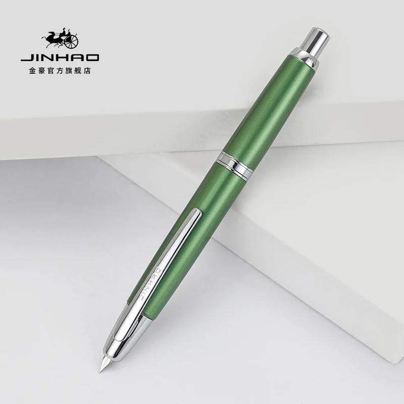 JINHAO 10 métal perle bleu presse stylo plume motif EF F plume écriture stylos à encre fournitures de bureau scolaire stylos