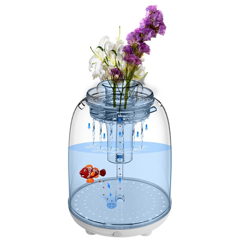 KSCD LED Betta Aquarium, Betta Fish Tank, Décoration d'aquarium ronde