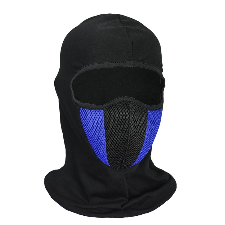 Cagoule respirante pour Moto, masque complet, capuche pour casque de cyclisme, cou d'équitation, accessoires de Moto: Bleu
