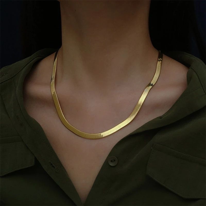 in Gold 18k 18/20/22/24 Zoll 4MM Klinge Herren ​ Damenkette Halskette Luxus Schmuck GaaBou Schmuck
