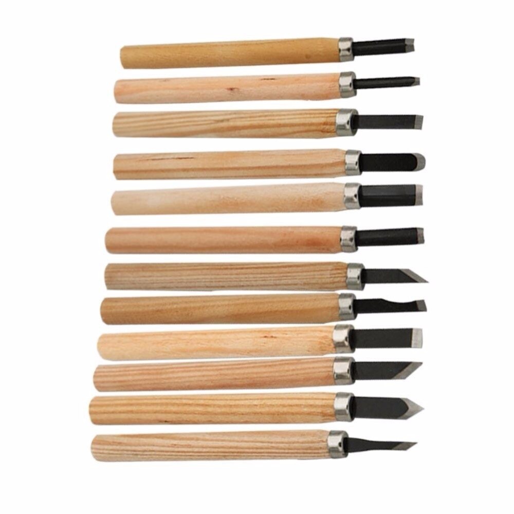 12 stuks/set houtdraaibank handvat timmermans houtsnijbeitels kit doe-het-zelf handgereedschapset houtsnijbeitels