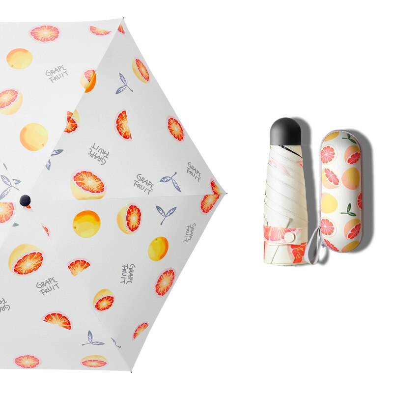 Fruit Mini Capsule umbrella Five-folding Sun protection Anti-UV UPF50+ umbrella parapluie folding women Umbrellara in women
