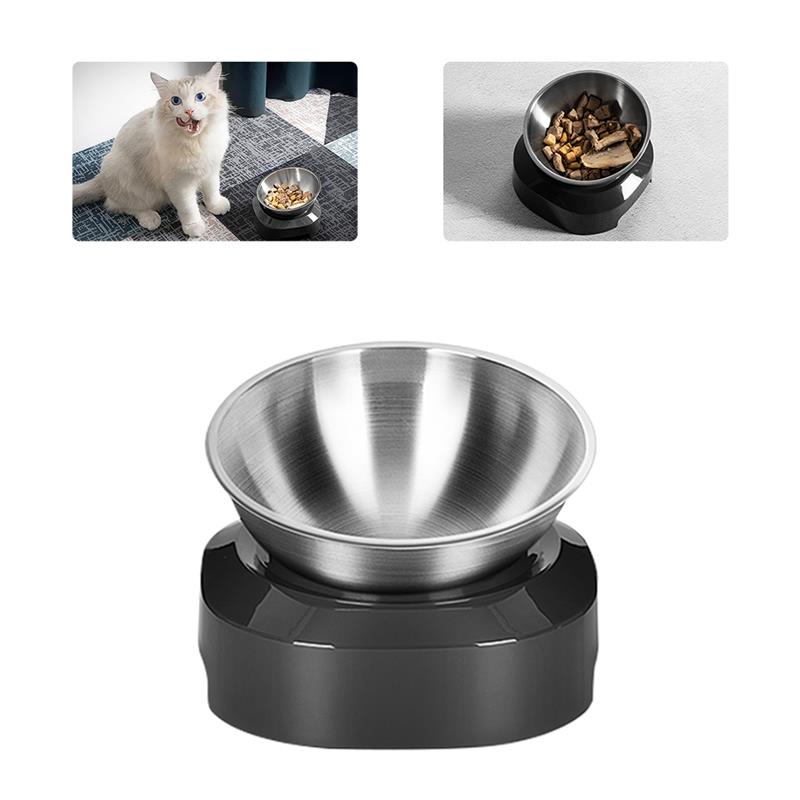 Praktische voerbak voor huisdieren, 0-15 graden verstelbare hoek, roestvrijstalen houder, voerbak voor huisdieren, voergereedschap voor huisdieren: Enkele kom