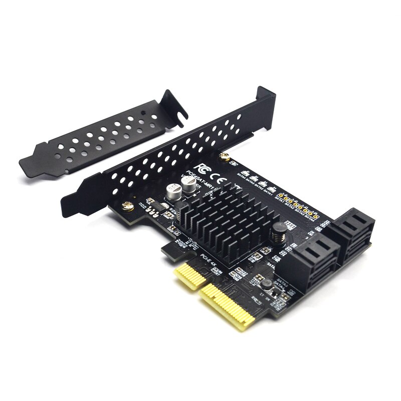 Computer District - 4-port controller card SATA III (SATA 3) – PCI Express X1 (PCIe/PCI-E) – chipset Marvell 88SE9215 – low and high profile