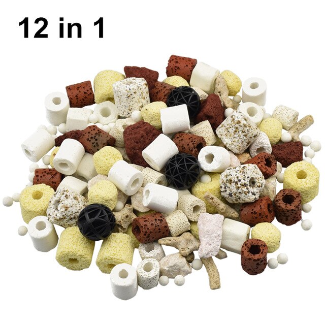 500G 12-In-1 Fish Tank Filter Materiaal Keramische Activated Carbon Biochemische Bal Medium Aquarium Accessoires met Netto Zak: 12 IN 1