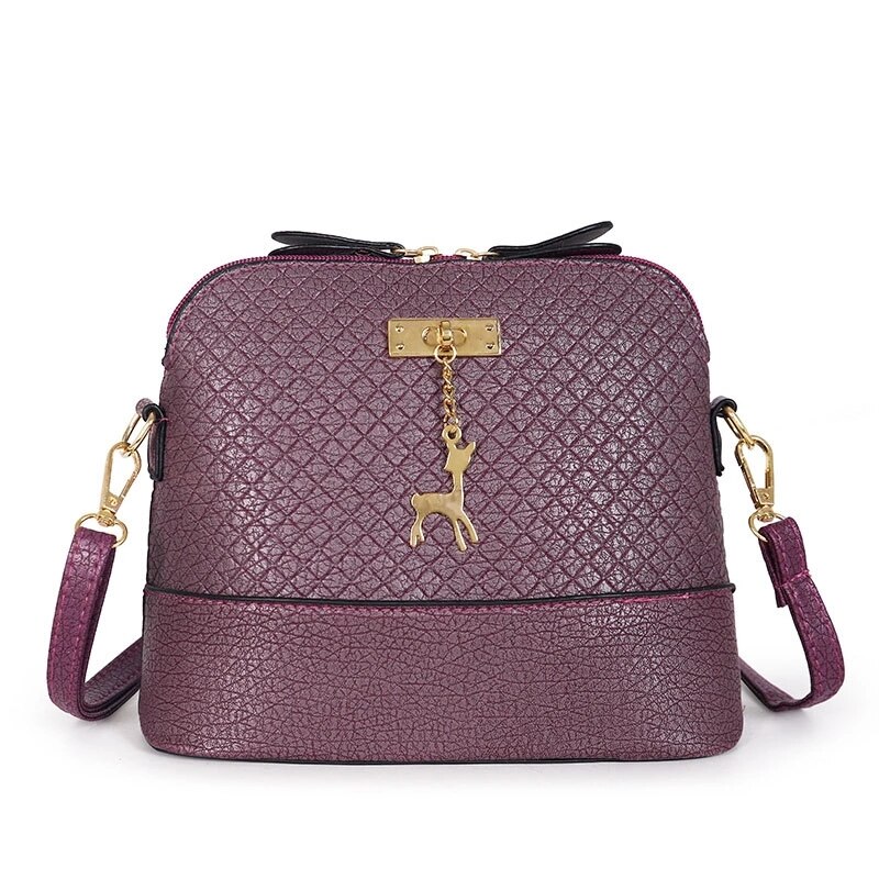 Buylor Vrouwen Tas Herten Hanger Handtas Pu Lederen Schoudertas Vintage Shell Vorm Pouch Meisje Mini Messenger Bags: Purple