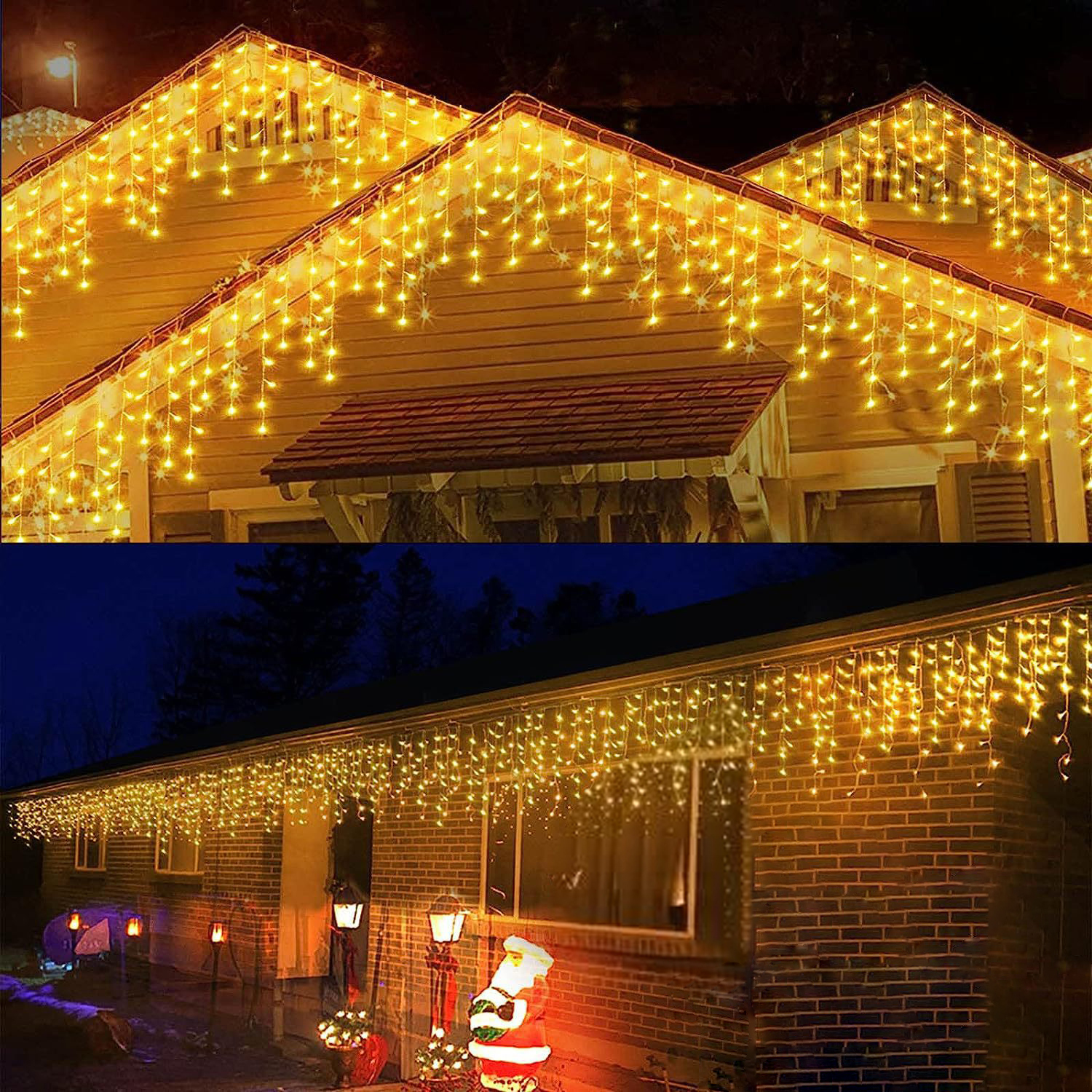 Julelysslynge led-girlander 4 x 0.6m lys til uteplass, julelys, utendørs, gate, bryllup, hagedekorasjon: Blå