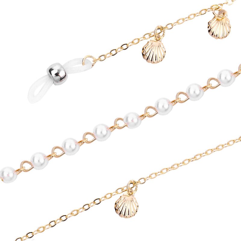 Vrouwen Elegante Parel Shell Anti-Slip Ketting Brillen Houder Lanyard Ketting Zonnebril Ketting Lenzenvloeistof Lanyard Riem