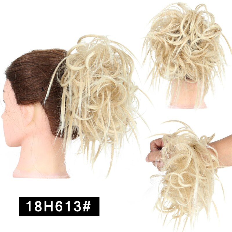 Werd Rommelig Haar Ring Fiber Synthetische Hittebestendige Pruik Broodje Krullend Elastische Haarband Dames Mode Haar Ring Natuurlijke Pruik: P1B/27