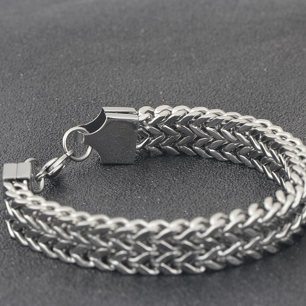 Jewelry Metal Stainless Steel Biker Men's Motorcycle Chain Punk Rock Male Bracelet Silver Color For Men's