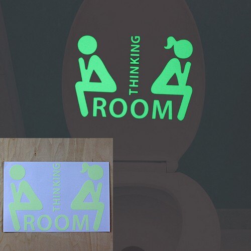 Funny Smile Bathroom Wall Stickers Glow in the Dark Toilet Sticker Home Decor Waterproof Wall Decals WC Door Decorative Poster: THINKING ROOM YG