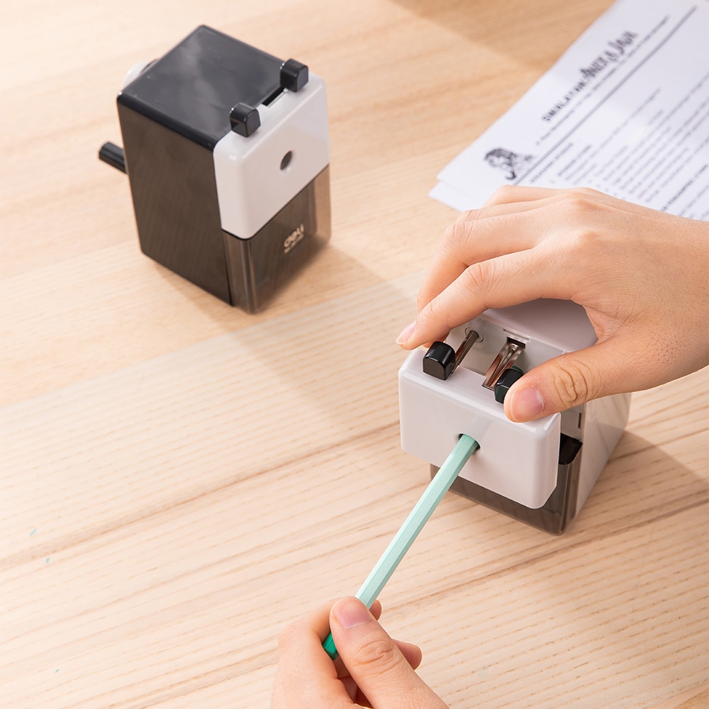 DELI Rotary Pencil Sharpener Large Capacity Durable Pencil Cutter Sharpener Knife Smooth Sharpening Office School Supplies