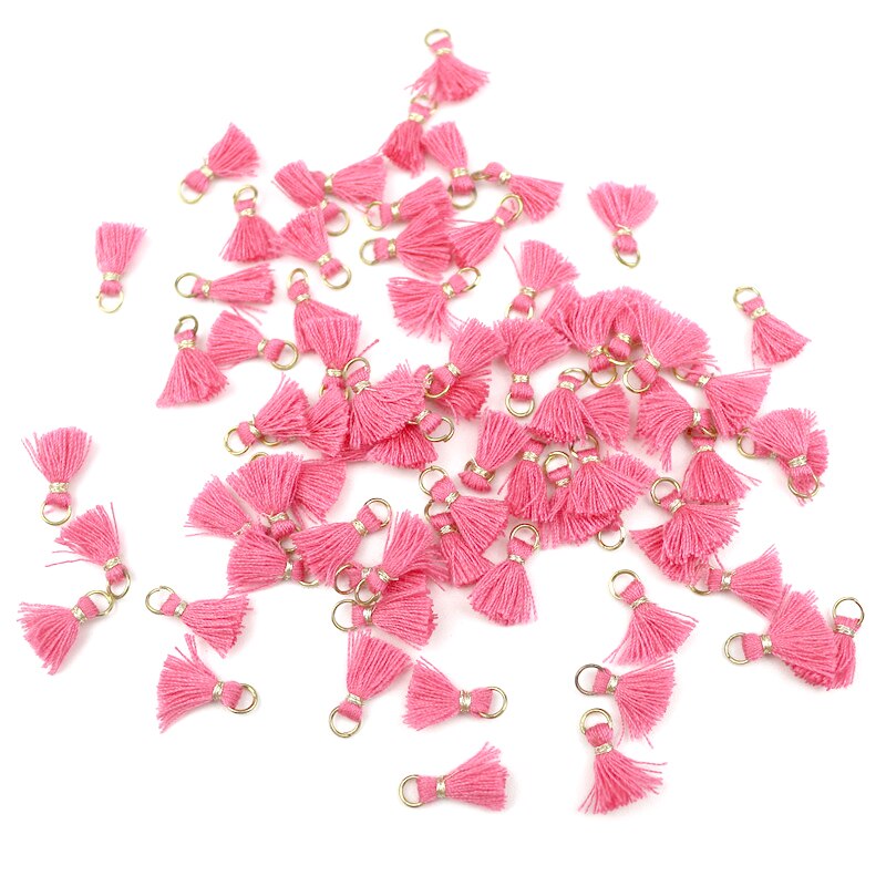 20Pcs 1 Cm Katoenen Draad Mini Kwastje Trim Hanger Diy Craft Materialen Sieraden Oorbellen Ornamenten Opknoping Ring Kleine Fringe trim: Rosse red tassels