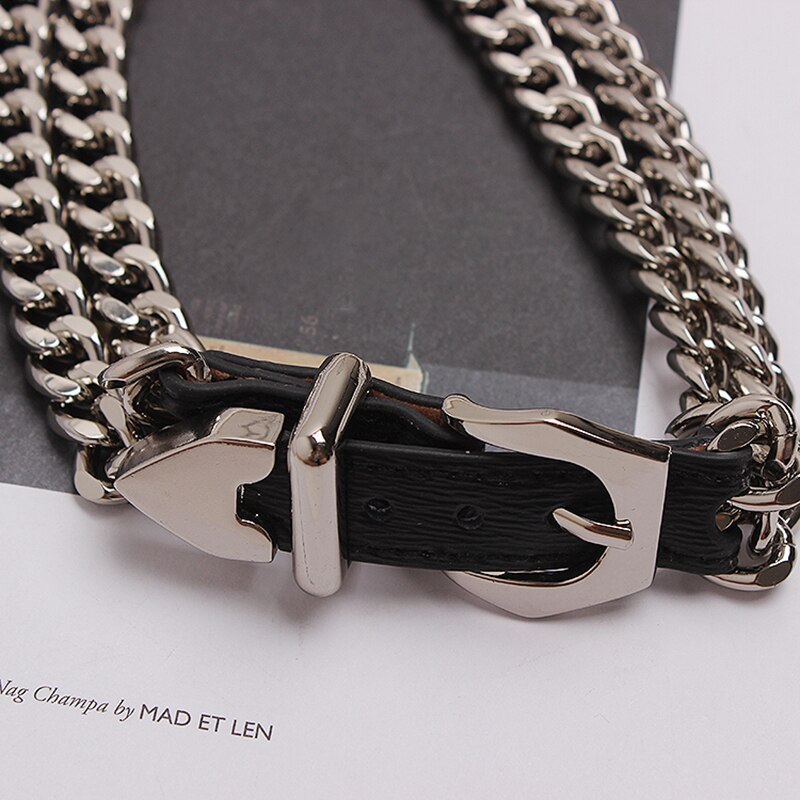 [EAM] nueva primavera verano Pu Cadena de cuero Split Joint personalidad Mujer Accesorios pulsera marea All-match JT750