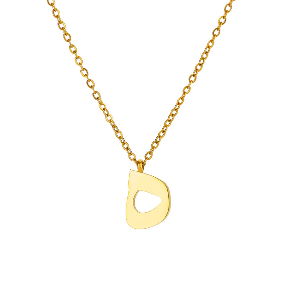 Collar del alfabeto árabe para mujer, gargantilla Simple de acero inoxidable con letras y nombre, amuleto de la suerte, joyería musulmana para mujer: Pistola negra plateada