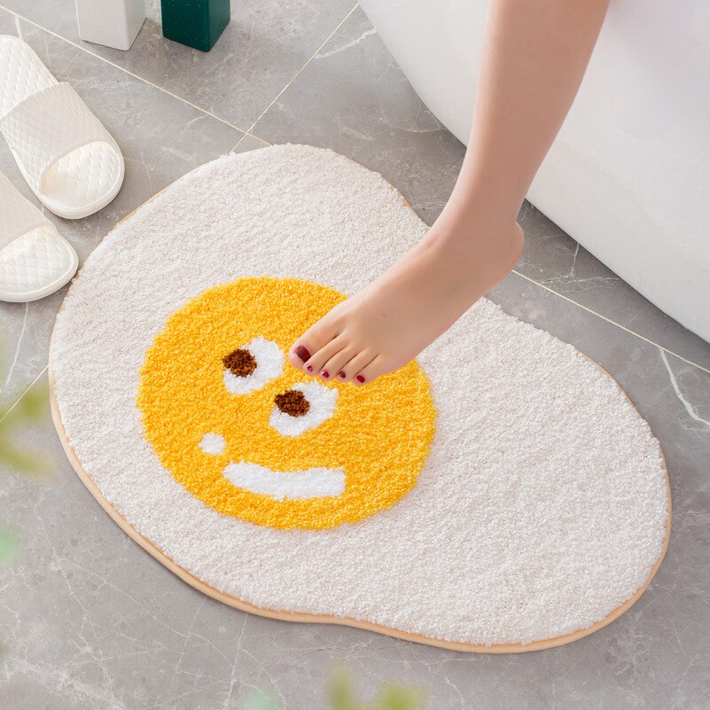 Huevo frito alfombra Baño de dibujos animados entrada alfombra alfombras cocina dormitorio alfombras de piso absorbente a prueba de polvo Anti-Slip felpudo