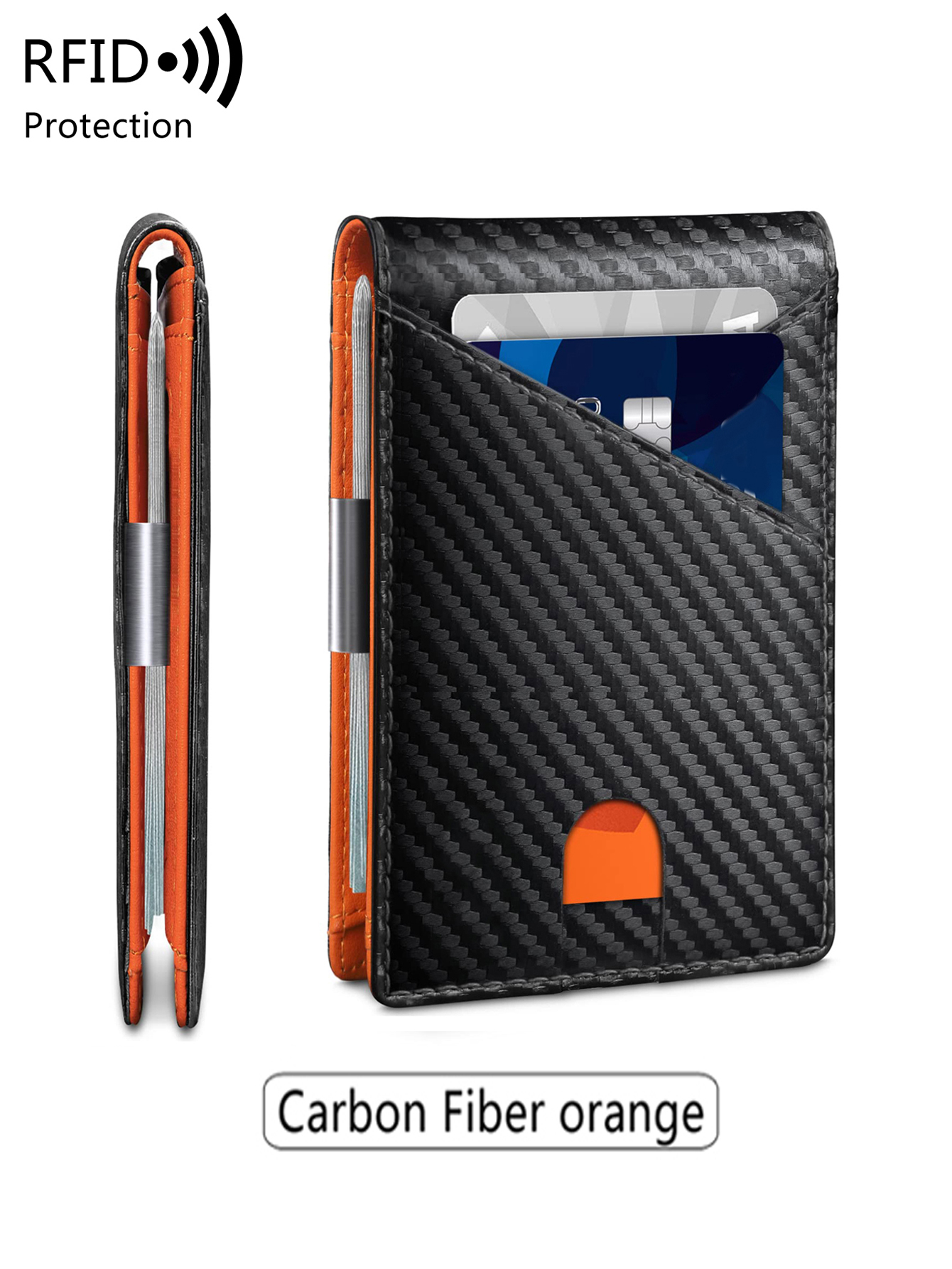 RFID-Anti-Diebstahl-Bürste, Herren-Geldbörse, tragbar, doppelt gefaltet, Kreuz-Fronttasche, Kartenhalter, multifunktionale 12-Kartensteckplatz, kurze Zerowallet: Orange
