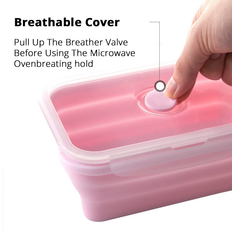 Draagbare Siliconen Lunchbox Inklapbare Intrekbare Voor Opslag Servies Verwarmd Voedsel Container Vouwen Kinderen Bento Lunchbox