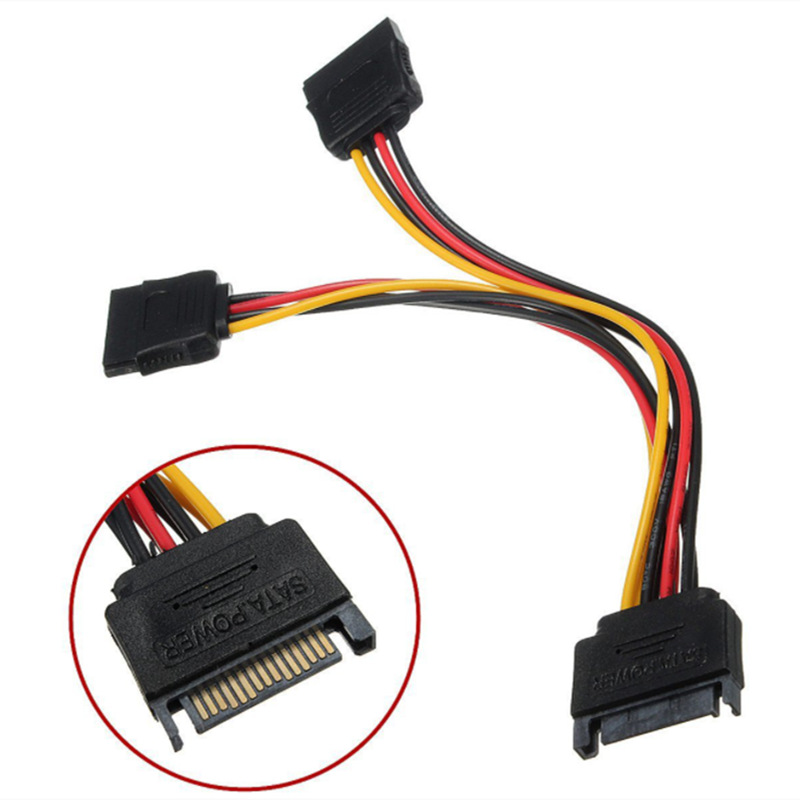 SATA II Hard Disk Power 15Pin SATA Male To 2 Female 15Pin Power HDD Splitter Y 1 To 2 Extension Cable 20CM