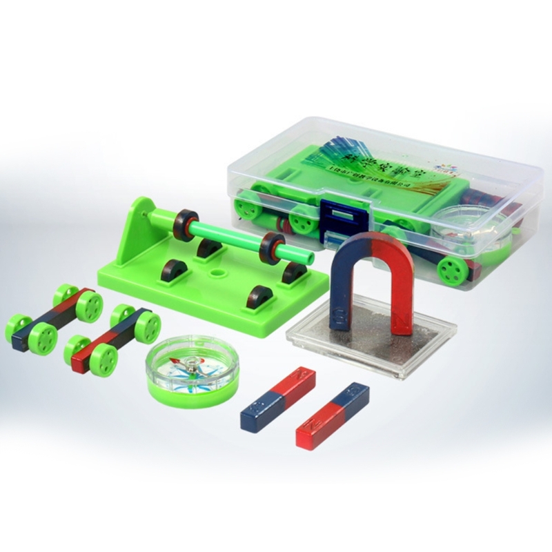 Lab Junior Science Magnetism Set for Student Including U-shaped Magnet Bar Shaped Magnet Iron Fillings Box and Compass