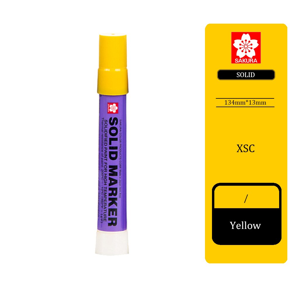 1pcs SAKURA XSC Solid Paint Pen Industry Water Writing Steel High Temperature Marker Pen Paint Pen Does Not Fade Marker Pen: yellow