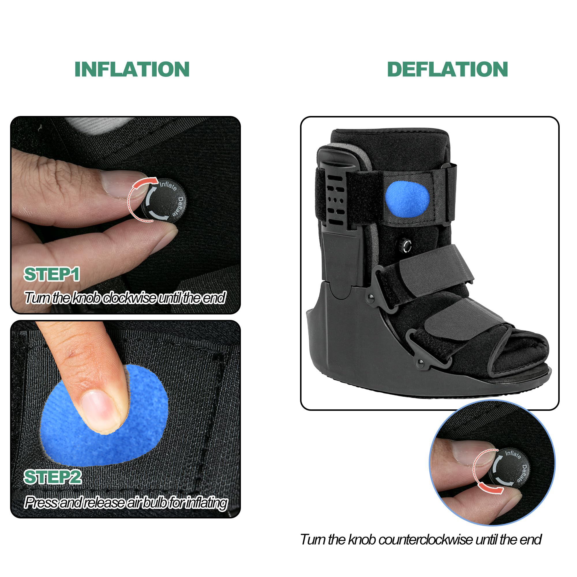 Air Walking Boot Fraktur Boot Short Walker Schutzs tiefel passt links oder rechts Fuß Knöchel für Verletzungen Frakturen Verstauchungen