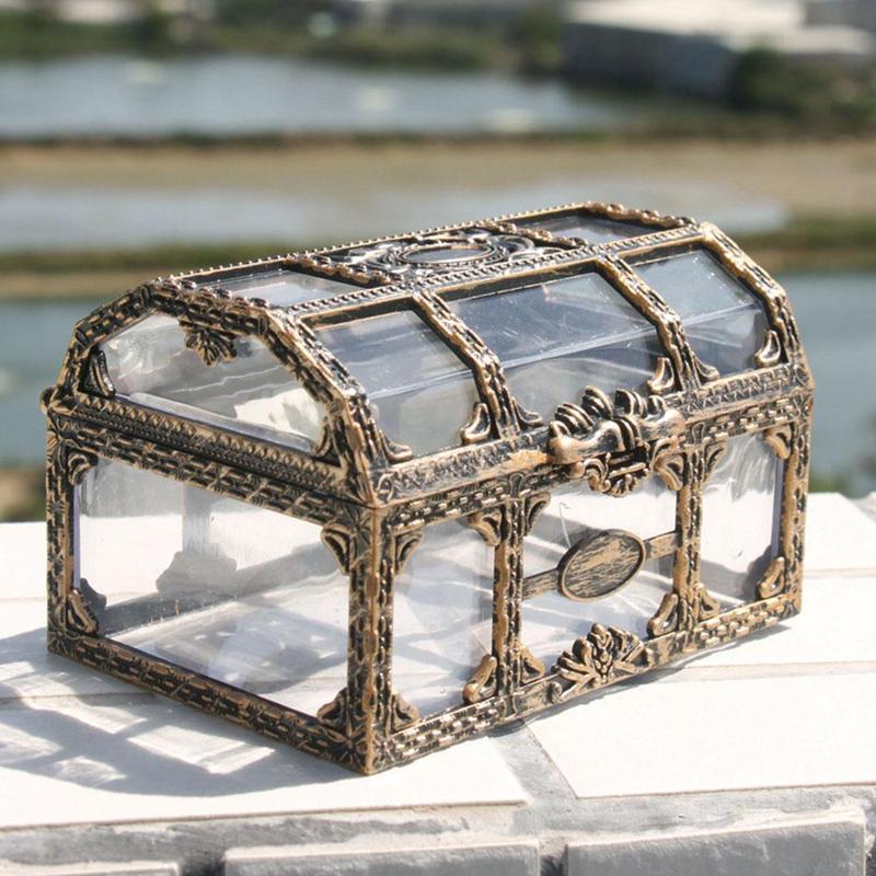 Plastic Transparent Pirate Treasure Box Crystal Gem Jewelry Box Storage Organizer Chest Box Treasure For Jewelry Gem Trinket Box