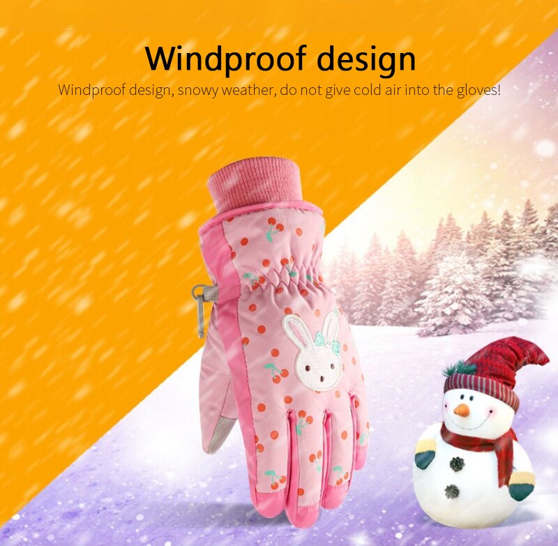 Guantes impermeables de invierno para esquí y snowboard, guantes cálidos para niños, de dedo completo, correa para deportes, ciclismo