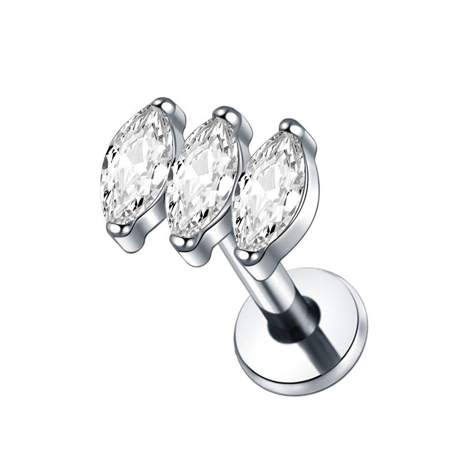 1 pieza de Piercings de titanio para las orejas, Cráneo, murciélago, mariquita, pendiente con forma de corazón, Labret, labio, cartílago, Tragus, hélice, joyería para el cuerpo: Azul