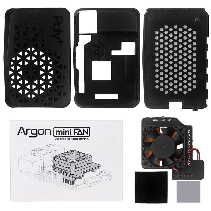 Raspberry Pi 4 POLY+ Vented Case ABS Enclosure Black Shell with Argon Mini PWM Speed Control Fans for Raspberry Pi 4 Model B: Default Title