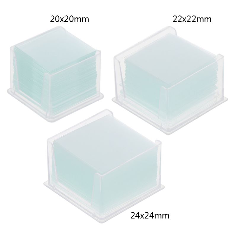 Portaobjetos de vidrio cuadrado transparente, Coverslips, para microscopio, instrumento óptico, 100 Uds.