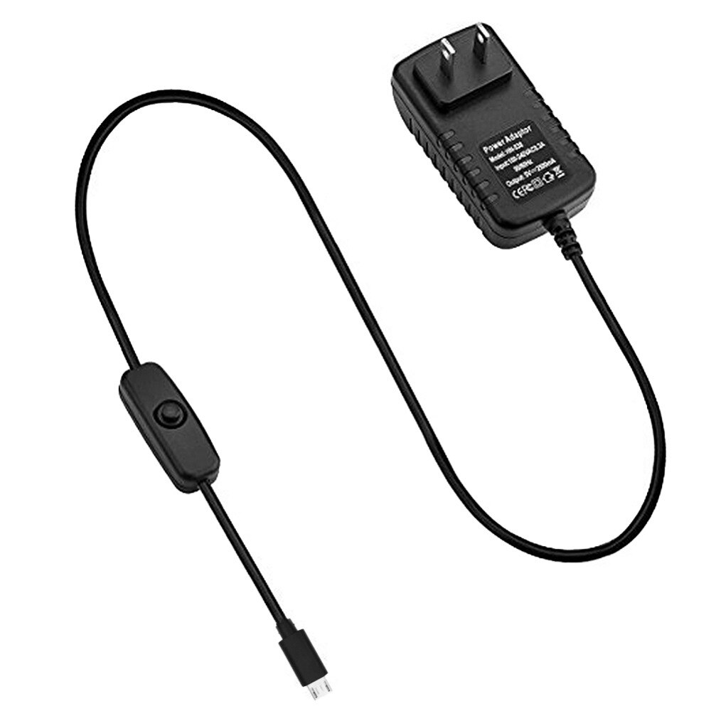 5V 3A Micro Usb Power Adapter Oplader Met Schakelaar Controle Kabel Voor Raspberry Pi 3