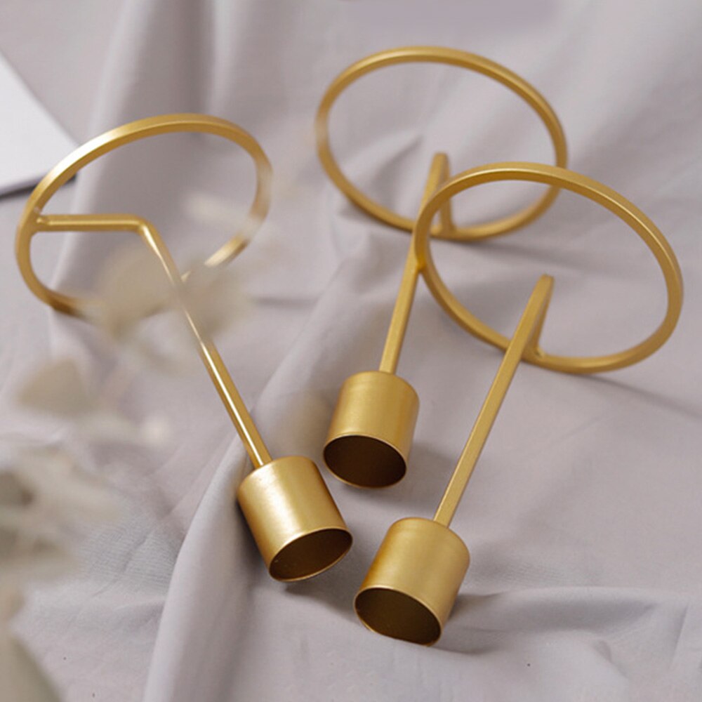 Nordic Stijl Kandelaar Goud Enkele Kop Ijzer 3D Geometrische Kandelaar Romantische Tafel Decor Creatieve Thuis Bruiloft Decoratie