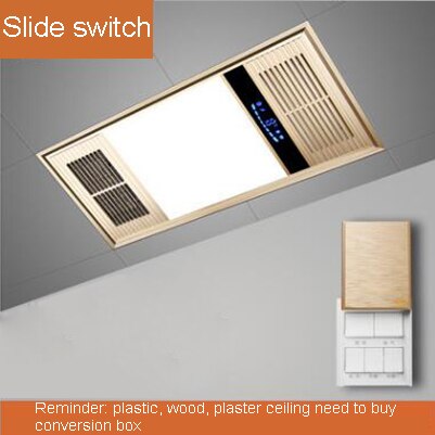 DMWD LED Bath Heater Ceiling Light Bathroom Ventilator Exhaust Fan &Cold Wind Rapid Heating Stove Radiator Warmer Extractor: slide swith Gold