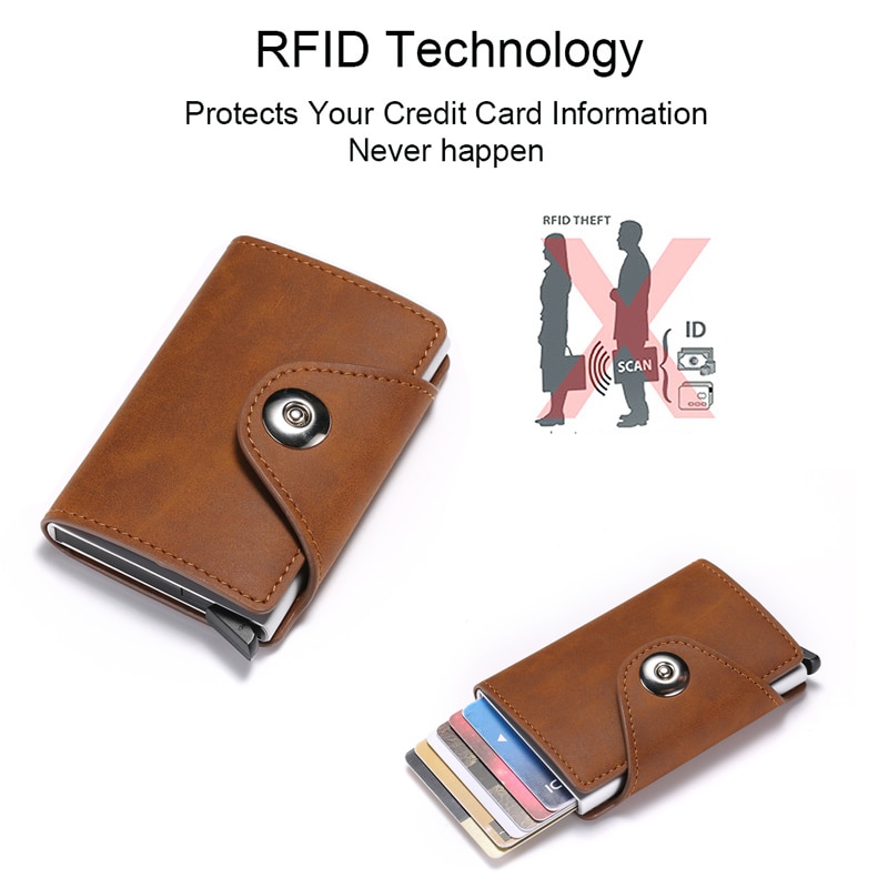 Dienqi rfid anti-magnetisk kreditkortholder mænd sikkerhedspung aluminium beskyttelse mandlig visitkortholder etui slank pung