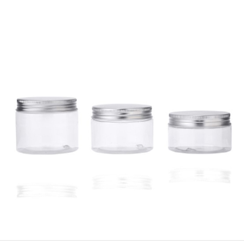 Multi-capacity Make Up Storage Jar Cosmetic Plastic Clear Empty Container Aluminum Lid Small Travel Bottle Makeup Box