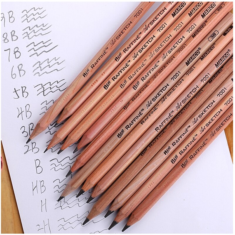 12Pcs 3 H - 9B art pencil sketch pencil drawing of fine arts painting log pencil office supplies school students