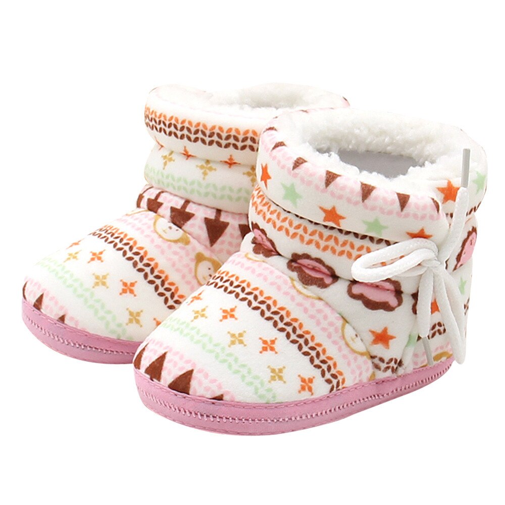 Baby Girl Shoes Newborn Print Boots Soft Sole Boots Prewalker Warm Shoes Infant Casual Baby Shoes for Baby 18Jul31: C