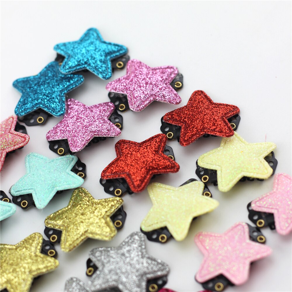 10Pc Baby Met Fijne Piekerige Haar Mini Klink Wisp Clip Pasgeboren Shining Star Hair Clips Baby Haarspeld Baby Meisjes pailletten Haarspeld