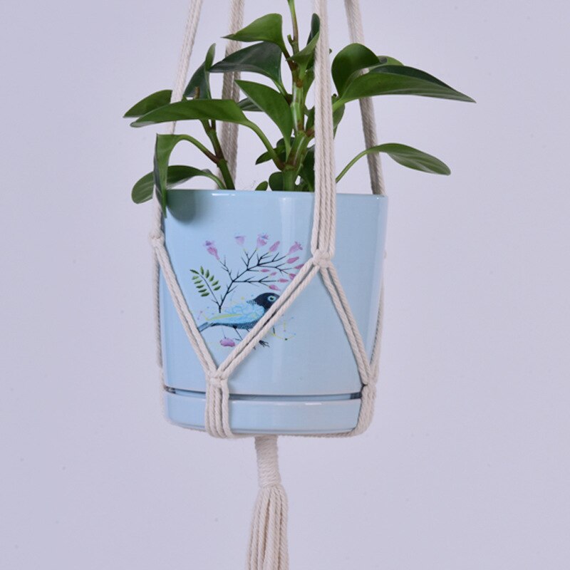 Vintage Hanging Flowerpot Net 100% Cotton Handmade Hanging Baskets Macrame Plant Hangers Flowerpot Holder Basket Home Decor