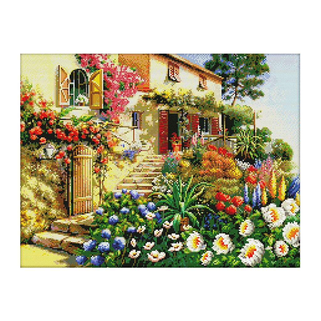 Garden Cottage Stamped Cross Stitch Kits Pre - Printed Pattern