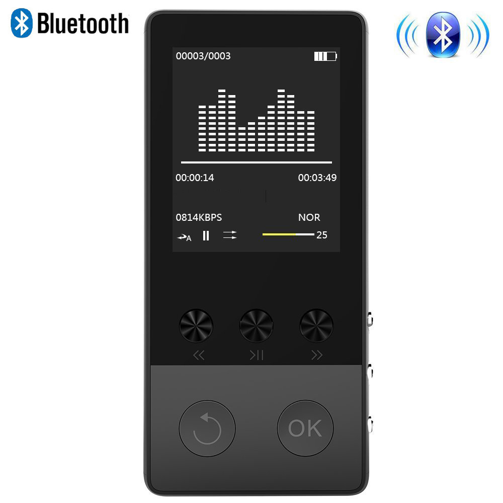 MP4 Player Bluetooth 4.0 Metal Sport MP4 Player with 8GB Lossless Music Player Voice Recorder FM Radio Video Player