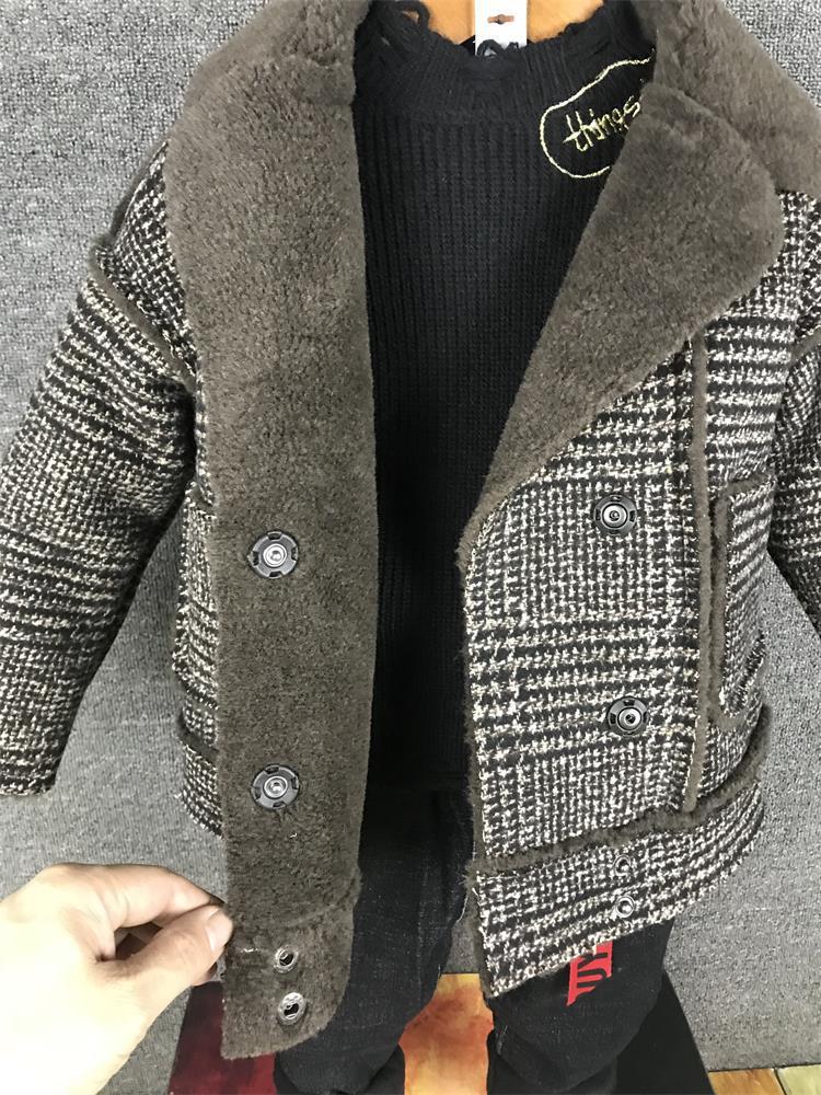 Barn pojkar ylle jackor småbarn vinterkläder baby pojkar kavaj rutigt sammet tjock jacka rockar småbarn ytterkläder