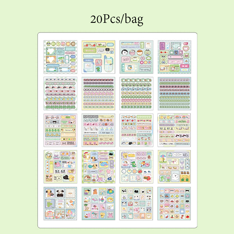 Mr. Paper, mini pegatinas lindas de animales de dibujos animados, álbum de recortes, funda de teléfono, decoración de diario, pegatinas de suministros de papelería, 20 hojas/libro: Borgoña