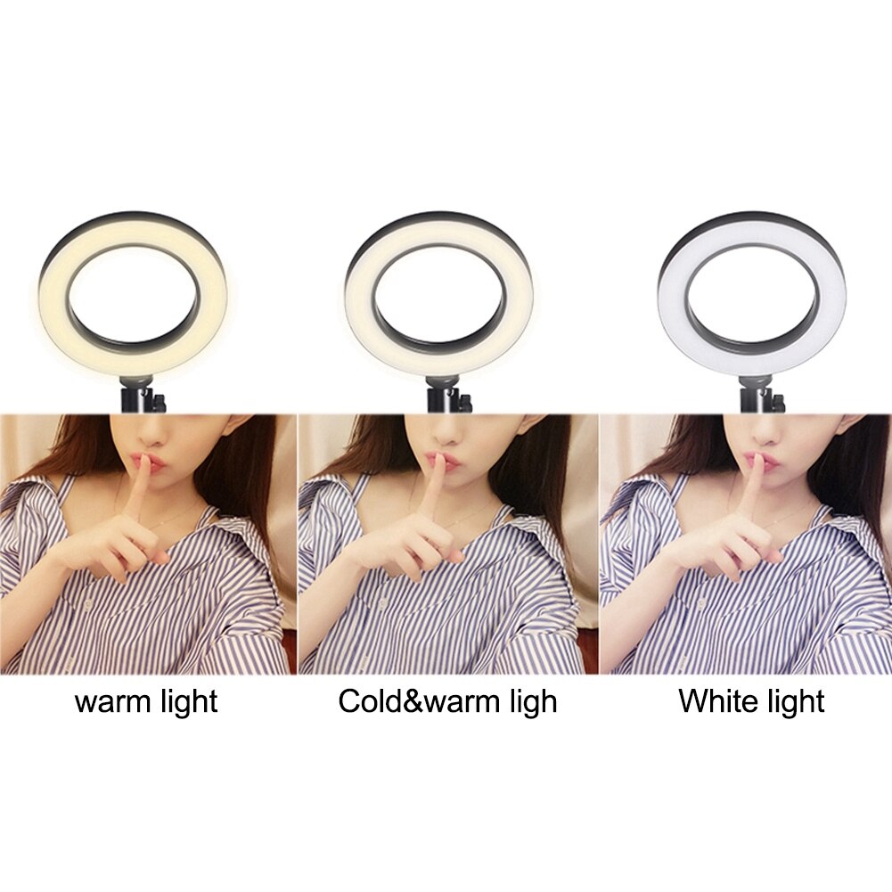 Ringlight 10 Inch LED Dimmbare Make-Up Drei Modi Desktop Selfie Ring Füllen Licht für Live-Video mit Stativ Handy