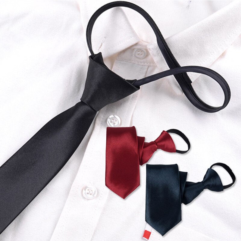 Luxury Women Men Necktie For Wedding Party Business Formal Suits Convenient Pre-tied Zipper Ties Narrow Necktie