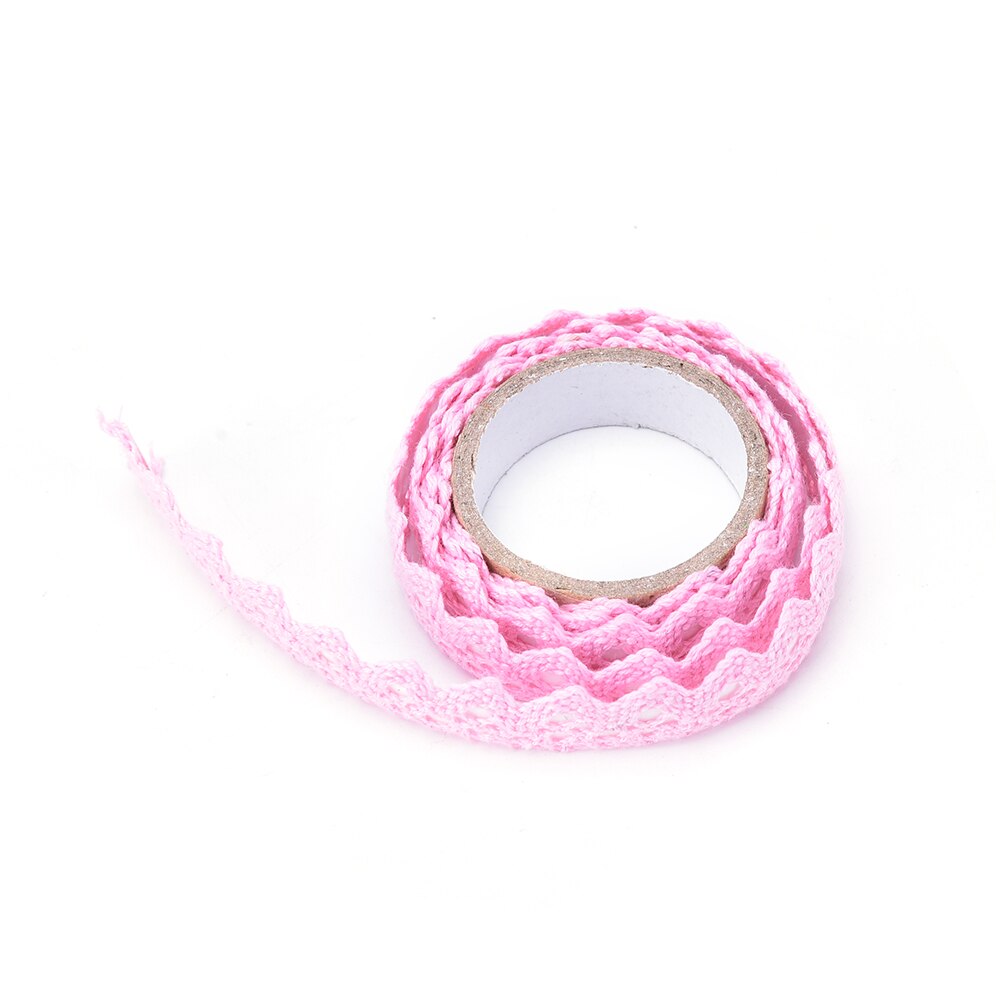 1Stck Baumwolle Spitze Stoff Weiß Häkeln Spitze Rolle Band betroffen Klebeband Aufkleber Handwerk Dekoration Schreibwaren: Rosa