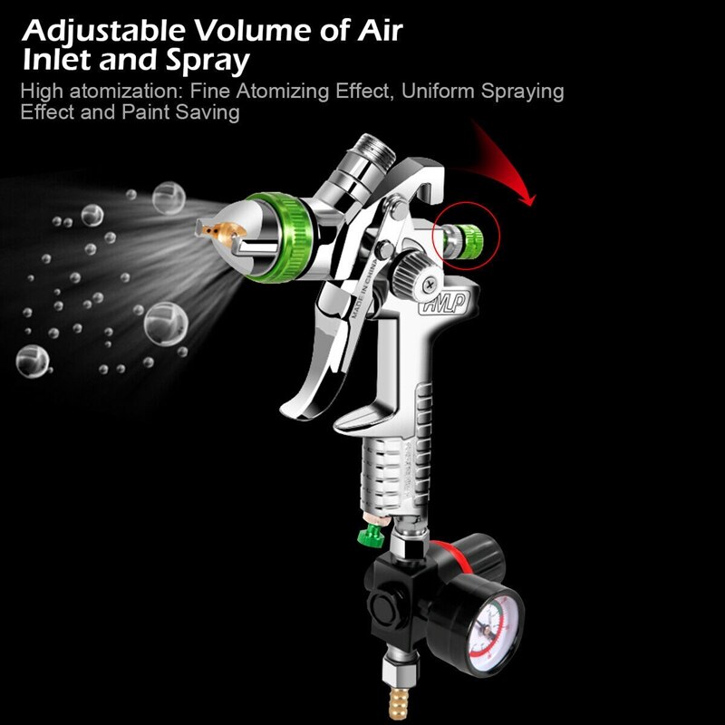 2.5mm hvlp gravity feed spray værktøjssæt m / regulator auto maling metal flake